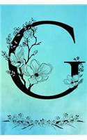 G: Initial Monogram Turquoise Watercolor Flower Notebook Floral Dot Grid Writing and Point Matrix Notes Journal Organize for Women and Teens(7 Floral Letter Turquoise Monogram Diary Journals)