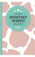 2020 Monthly Weekly Diary: 1 Year, January to December, UK Schedule and Appointment Planner for Goal Setting and Reflection with a Pink Giraffe Print