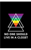 No One Should Live In A Closet: Notebook / Simple Blank Lined Writing Journal / LGBT / Gay Pride / Lesbian / Transgender / Bisexual Rights / Rainbow Flag / Notepad / Life / Workboo