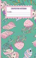 Composition Notebook: Mermaid gifts for women and girls: cute & elegant Keppel colored pattern college ruled lined paper to write in.