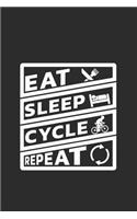 Bicycle Notebook: Eat Sleep Cycle Repeat / 6x9 Inches / 120 Sites / Ruled Paper