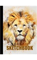 Sketchbook: Lion Cover Design - White Paper - 120 Blank Unlined Pages - 8.5" X 11" - Matte Finished Soft Cover
