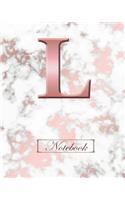 L Notebook: 100 Lined Pages, Alphabet Trendy Pink Marble Cover Notebook, Notes, Personalised With Initial, Journal, Jotter
