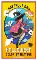 Papercut Art Halloween: Color by Number Coloring Book for Adults