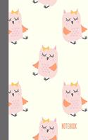 Notebook: College Ruled Composition Book with Cute Pink Owl Cover Design