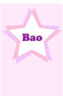 Bao: Personalized Name Journal. Wide Ruled (Lined) Writing Diary, Composition Book. Cute Pink Star Cover for Girls, Kids and Teens