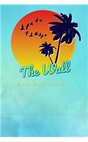 The Wall New Hampshire: Cute Sunset Palm Tree Flock of Birds Surfing Beach Dotted Grid Bullet Journal Notebook - 100 pages 6 x 9 inches Log Book