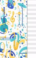 Blank Music Sheet Notebook: Music Manuscript Paper Staff Paper Musical Note Book 12 Staves Blue Cover