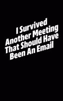 I Survived Another Meeting That Should Have Been An Email: Blank lined funny journal for your busy mom and dad. Gag Gift for coworkers at the office. 6x9 inches, 100 pages.