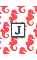 J: Letter Monogrammed Daily Planner January 2020 - December 2020 Appointment Book Day Schedule - Cute Seahorse (8.5"x11")