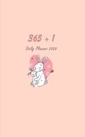 365 + 1 Daily Planner: Adorable Blushed Pink Cover with Cute Bunnies / One Day per Page / Everyday Time Schedule Planning - Trackers, Task Lists, Goals and Gratitude Secti