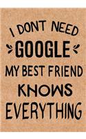 I Don't Need Google My Best Friend Knows Everything: Journal, Diary, Inspirational Lined Writing Notebook - Funny Friend birthday gifts ideas - humorous gag gift for women & man