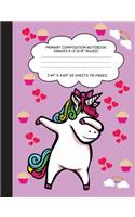 Primary Composition Notebook Grades K-2 (5/8" Ruled): Dabbing Unicorn Journal & Doodle Diary - 112 Pages of Blank & Lined Paper for Writing and Drawing