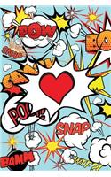 Superhero Cartoon Words Valentines Heart Journal