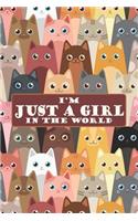 I'm Just a Girl in the World Journal: This Cute Colored Cats Feminist Notebook Makes a Great Way to Show the World That You Are Not to Be Taken Lightly!