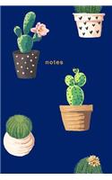 Notes: Cactus Notebook Blue: 175-Page Wide-Ruled Cactus Journal(1 Cacti Notebooks)