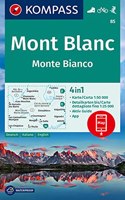 Mont Blanc, Monte Bianco: 4in1 Wanderkarte 1:50000 mit Aktiv Guide und Detailkarten inklusive Karte zur offline Verwendung in der KOMPASS-App. Fahrradfahren. Skitouren.