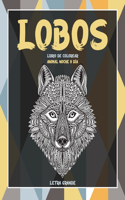 Libro de colorear - Letra grande - Animal noche y día - Lobos