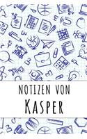 Notizen von Kasper: Kariertes Notizbuch mit 5x5 Karomuster für deinen personalisierten Vornamen