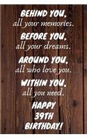 Behind You All Your Memories Before You All Your Dreams Happy 39th Birthday