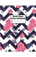 Blank Sheet Music Notebook: Easy Blank Staff Manuscript Book Large 8.5 X 11 Inches Musician Paper Wide 12 Staves Per Page for Piano, Flute, Violin, Guitar, Trumpet, Drums, Cell