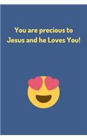 Christian Journal Notebook- "You Are Precious To Jesus And He Loves You!" - (100 Pages, Premium Thick Paper, Jesus Journal, Christian Notebook For Teens, Christian Journal For Teens)