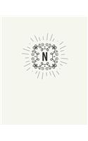 N: 110 Dot-Grid Pages - Monogram Journal and Notebook with a Light Background and Classic Line Design - Personalized Initial Letter Journal - Monograme