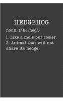 Hedgehog: Funny Pet Gifts For Owners - Small Lined Writing Journal or Notebook (Card Alternative) (Definition, Humor)