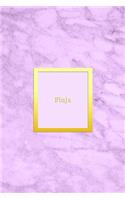 Finja: Custom dot grid diary for girls - Cute personalised gold and marble diaries for women - Sentimental keepsake note book journal - sweet light pink co