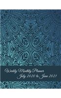 Weekly Monthly Planner July 2020 to June 2021: Blue Color Mandala, Calendar Book July 2020-June 2021 Weekly/Monthly/Yearly Calendar Journal, Large 8.5" x 11" 365 Daily journal Planner, 12 Months 