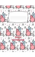 Piggy Notebook: Cute Pig Composition Book 7.44" x 9.69" 100 Pages Isometric Paper