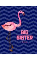 Big Sister Notebook: Personalized Pink Flamingo Sea Waves Draw and Write Journal with Inspirational Quotes for Girls