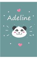 Adeline: A cute personalized panda notebook/ diary for girls and women, with 100 lined pages in 6x9 inch format. Personal Diary Personalized Journal Customiz