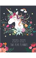 2020-2021 Two Year Planner: Cute Unicorn Flower Cover - 2 Year Monthly Calendar 2020-2021 Monthly - 24 Months Agenda Planner with Holiday - Therapy Appointments Organized Sched(3 2020-2021 Two Year Monthly Calendar Planner 8.5x11, 2 Year Monthly Planner Jan 2020 - Dec 2021)