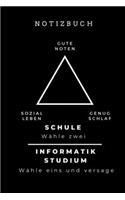 Notizbuch Gute Noten Sozial Leben Genug Schlaf Schule Wähle Zwei Informatik