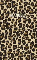 Manuela: Personalized Notebook - Leopard Print (Animal Pattern). Blank College Ruled (Lined) Journal for Notes, Journaling, Diary Writing. Wildlife Theme Des
