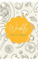 Week Meal Planner: Hand Drawn Food Cover, 52 Week Meal Planner & Grocery List Menu Planning Pages Prep Shopping List, Eat Records Journal Diary Notebook Log Book Keep 