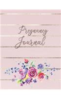 Pregnancy Journal: Pretty Flowers On Pink Journal Notebook Memory Book Diary Belly Book For Moms-To-Be