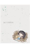 sketchbook: Cute girl om grey cover (8.5 x 11) inches 110 pages, Blank Unlined Paper for Sketching, Drawing, Whiting, Journaling & Doodling(4 Cute Girl Om Grey Sketchbook)
