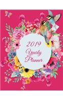 2019 Yearly Planner: Pink Flowers Color, 8.5" X 11" Calendar Schedule Organizer, Daily/Weekly/Monthly/Yearly Planner, Daily to Do List, Schedule Planner, Agenda Planner