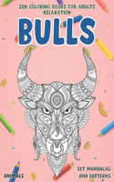 Zen Coloring Books for Adults Relaxation Set Mandalas and Patterns - Animals - Bulls