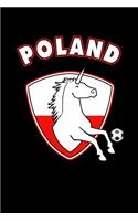 Poland: Polish Unicorn Notebook - Wide Ruled Lined Paper Notepad - Writing Pad Journal - Country Soccer Black Cover - Assignments Taking Class Notes Homewor