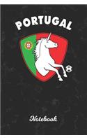 Notebook: Portugal Unicorn Wide Ruled Lined Paper Notepad - Portuguese Soccer Ball Goalie Black Marble Cover - For Assignments, Take Class Notes, Homework, St