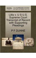 Lillis V. U S U.S. Supreme Court Transcript of Record with Supporting Pleadings