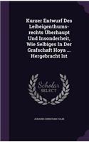 Kurzer Entwurf Des Leibeigenthums-rechts Überhaupt Und Insonderheit, Wie Selbiges In Der Grafschaft Hoya ... Hergebracht Ist