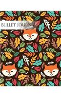 Bullet Journal Notebook Dotted Grid, Graph Grid-Lined Paper, Large, 8x10,150 Pages: Colorful Leaves Autumn Animal Fox Faces Peegaboo Brown Covers: Master Journaling with Bullet Guide System Professional Journal