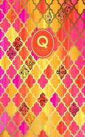 Q - Initial Monogram Journal - Dot Grid, Moroccan Orange Pink: Large Softcover Notebook, 8.5 X 11