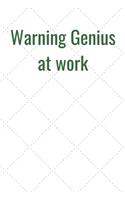 Warning Genius at work: Journal - Pink Diary, Planner, Gratitude, Writing, Travel, Goal, Bullet Notebook - 6x9 120 pages