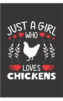 Just A Girl Who Loves Chickens: Chickens Lovers Girl Funny Gifts Dot Grid Journal Notebook 6x9 120 Pages