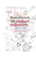 Sketchbook 90 Animals Charakters HOW TO DRAW STEP BY STAEP Template Inside
